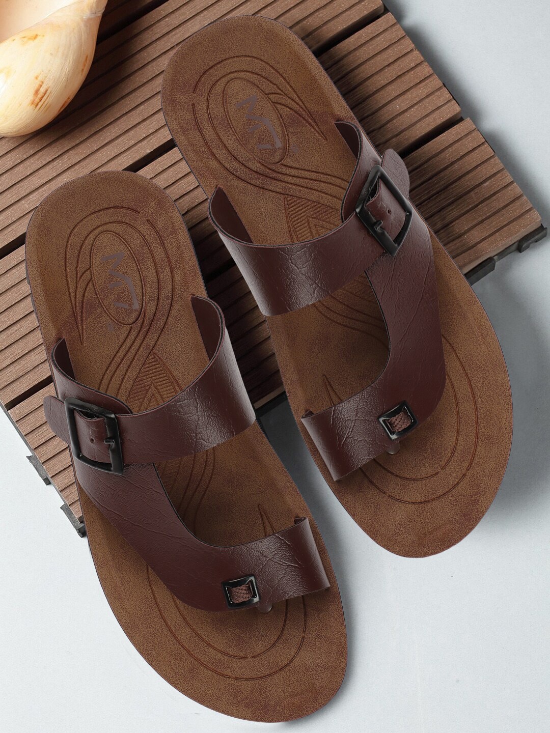 

M7 by Metronaut Men Textured Comfort Sandals, Brown
