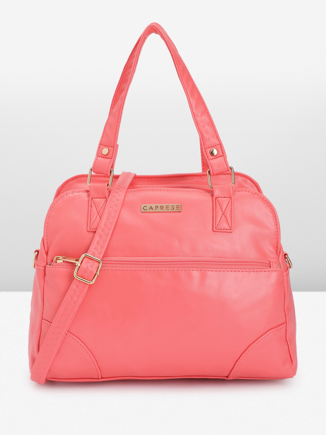 

Caprese Solid Structured Handheld Bag, Peach