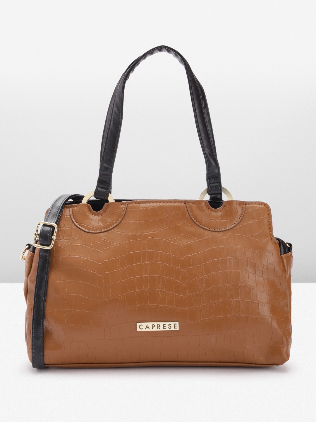 

Caprese Croc Textured Structured Handheld Bag, Brown