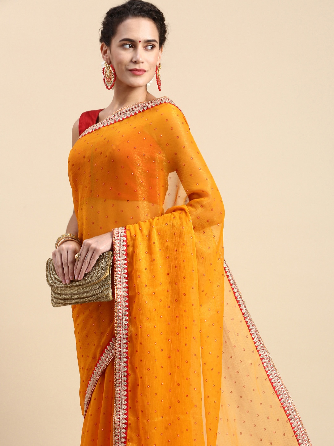 

Indian Women Floral Zari Saree, Yellow