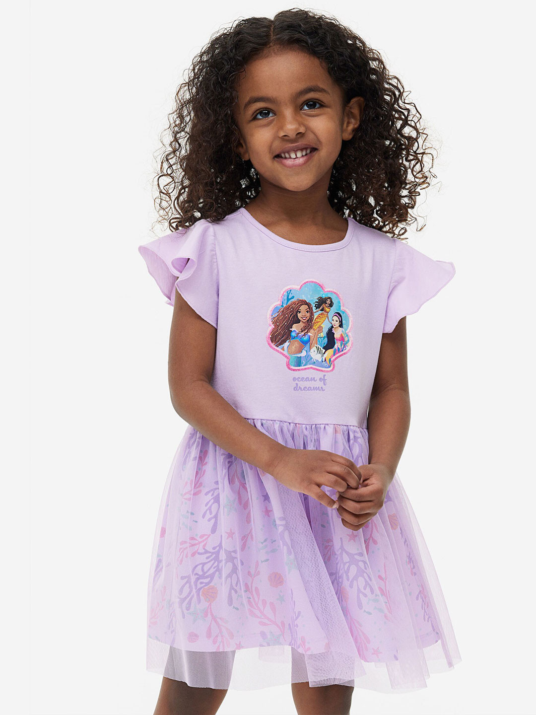 

H&M Girls Printed Pure Cotton Tulle Dress, Purple