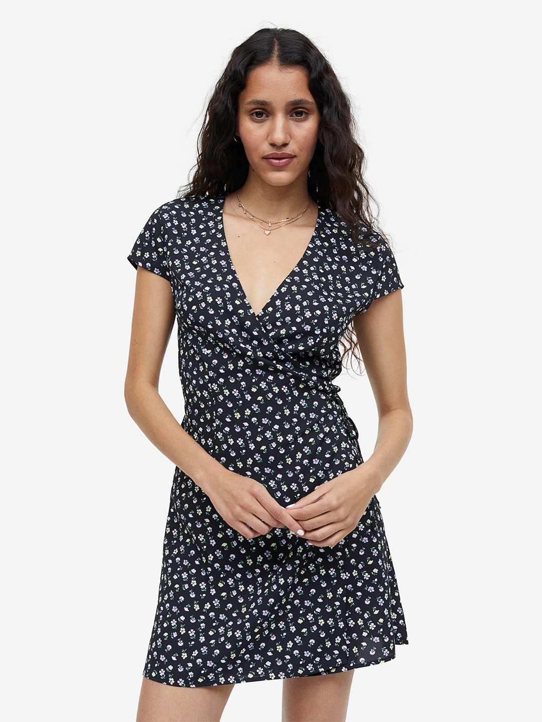 

H&M Crepe Wrap Dress, Black