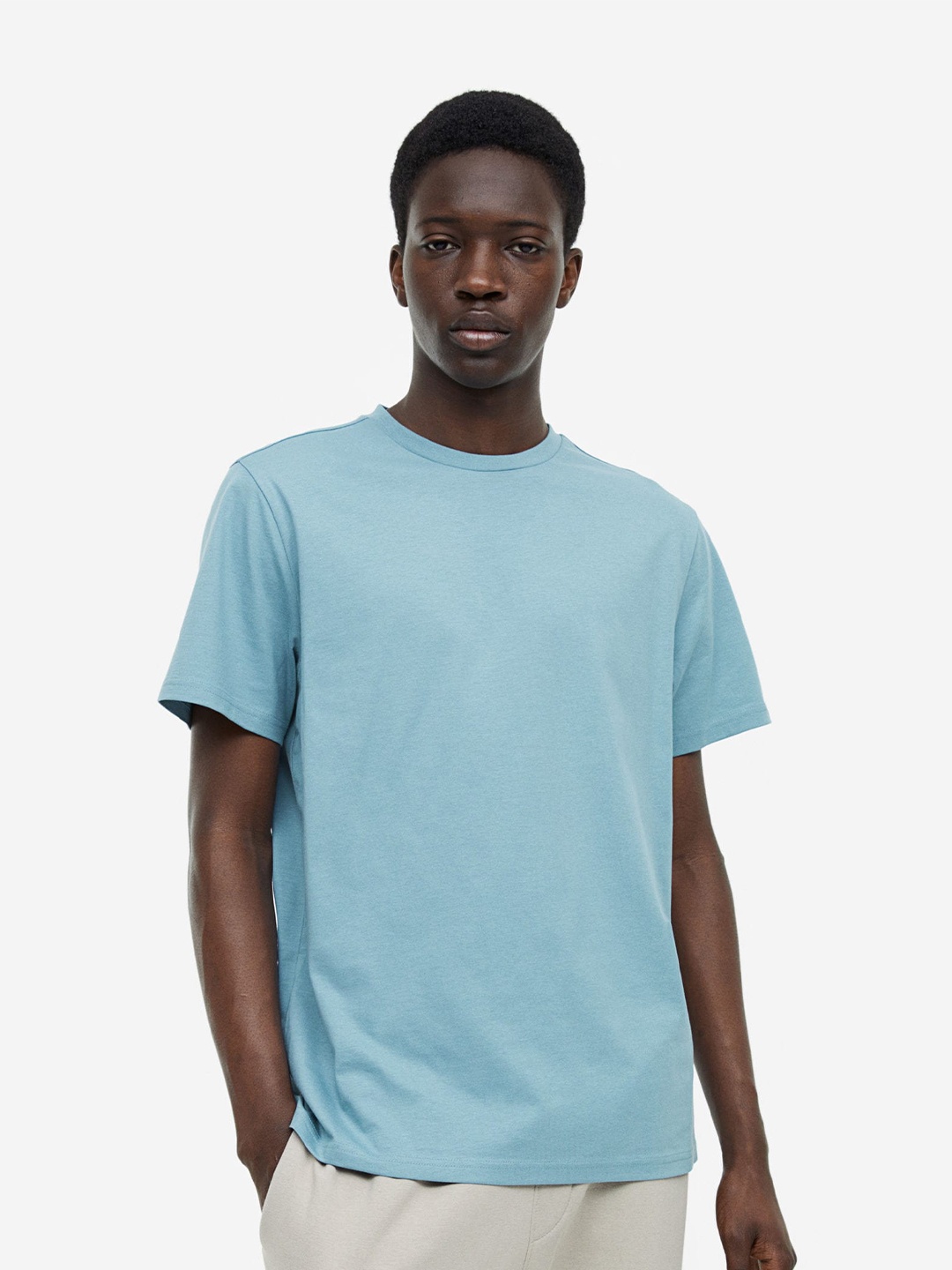 

H&M Men Regular Fit Round-Neck T-Shirt, Turquoise blue