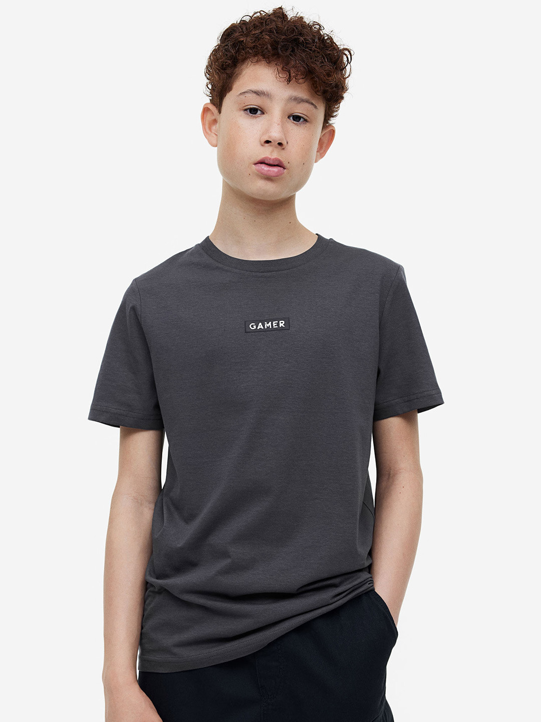 

H&M Boys Cotton T-shirt, Grey