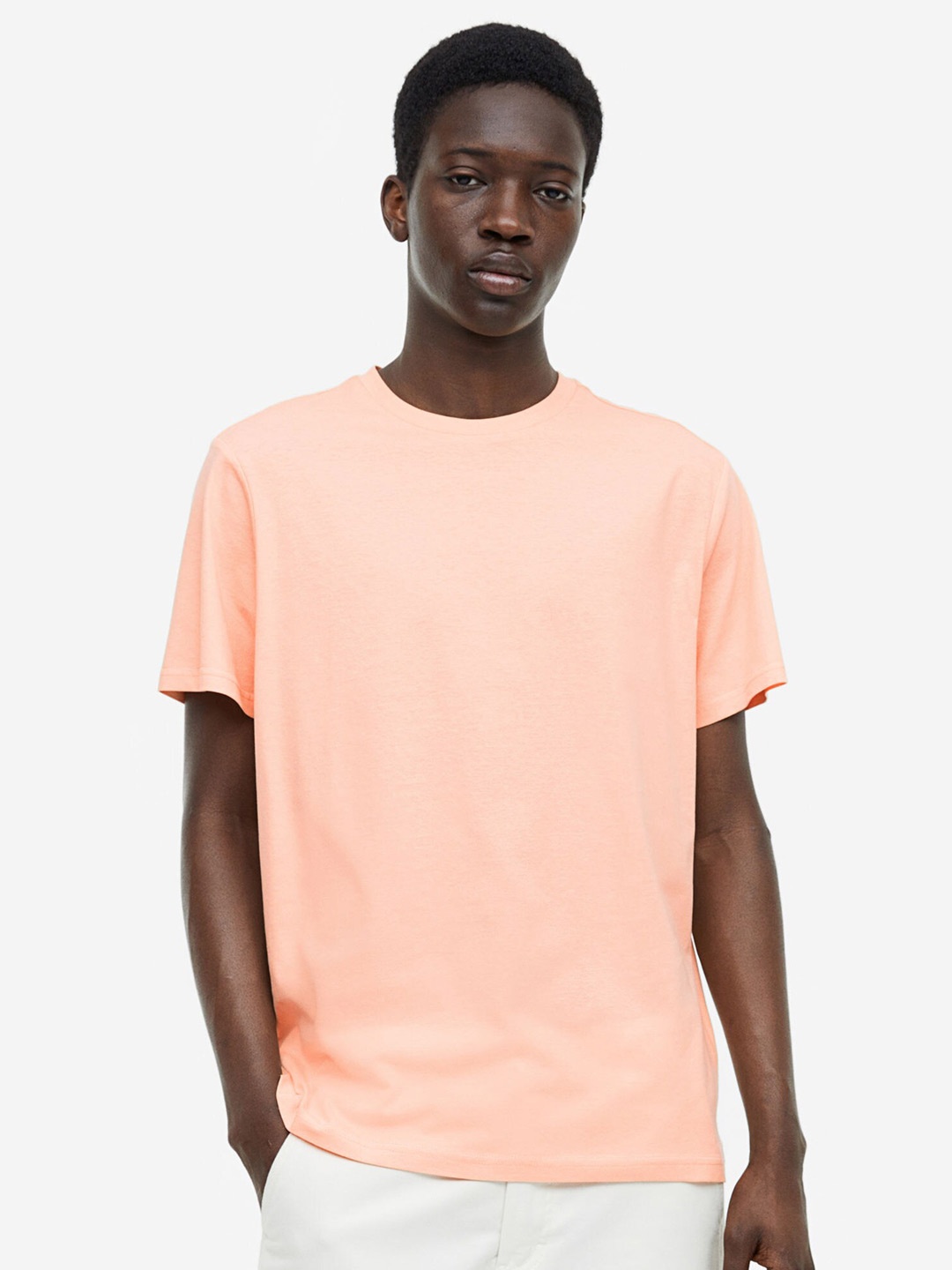 

H&M Men Regular Fit Round-Neck T-Shirt, Peach