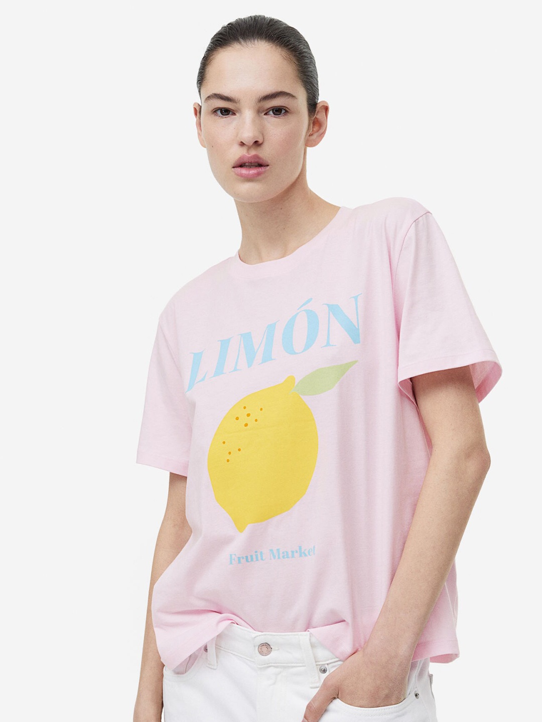 

H&M Women Cotton T-Shirt, Pink