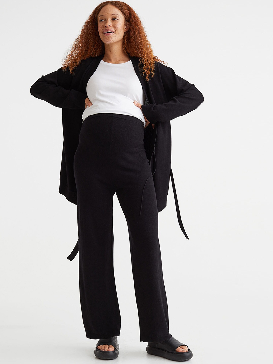 

H&M MAMA Knitted Trousers, Black