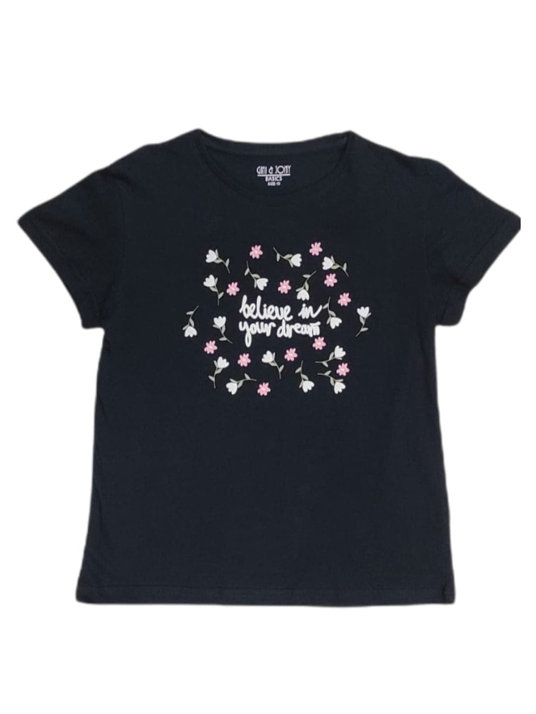 

Gini and Jony Infant Girls Graphic Print Round Neck Cotton Top, Navy blue