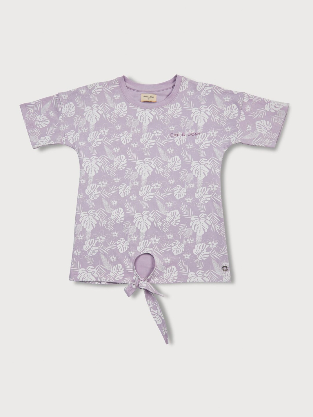 

Gini and Jony Infant Girls Floral Print Tie-Up Detail Cotton Top, Purple