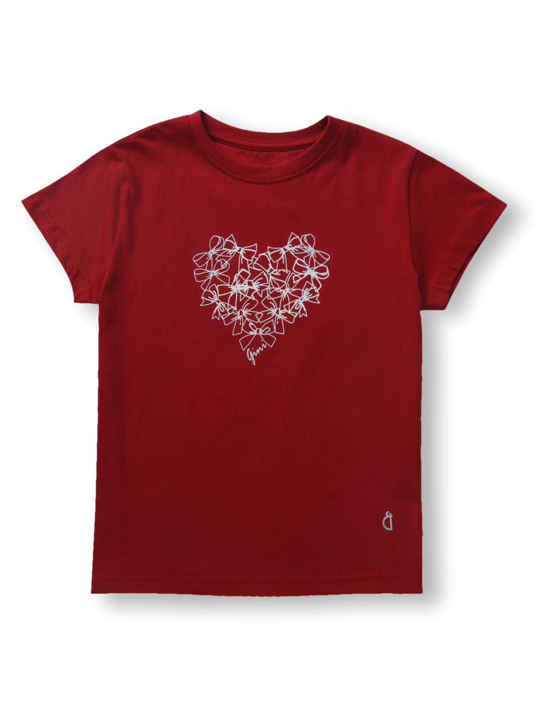 

Gini and Jony Girls Graphic Printed Cotton T-shirt, Maroon