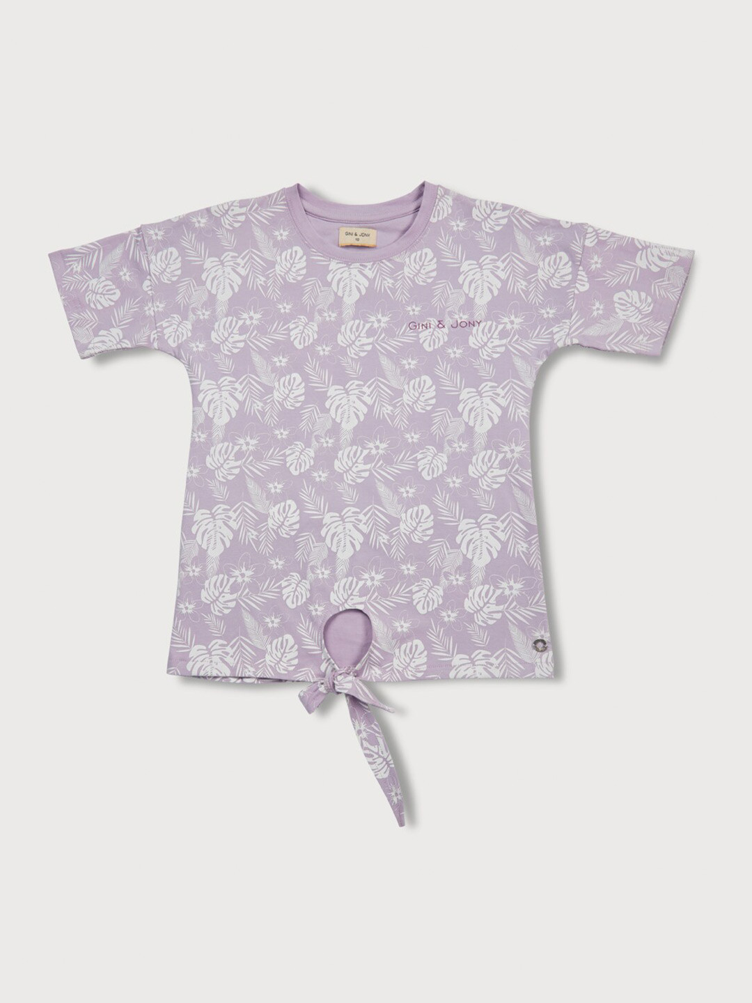 

Gini and Jony Girls Tropical Print Cotton Top, Purple