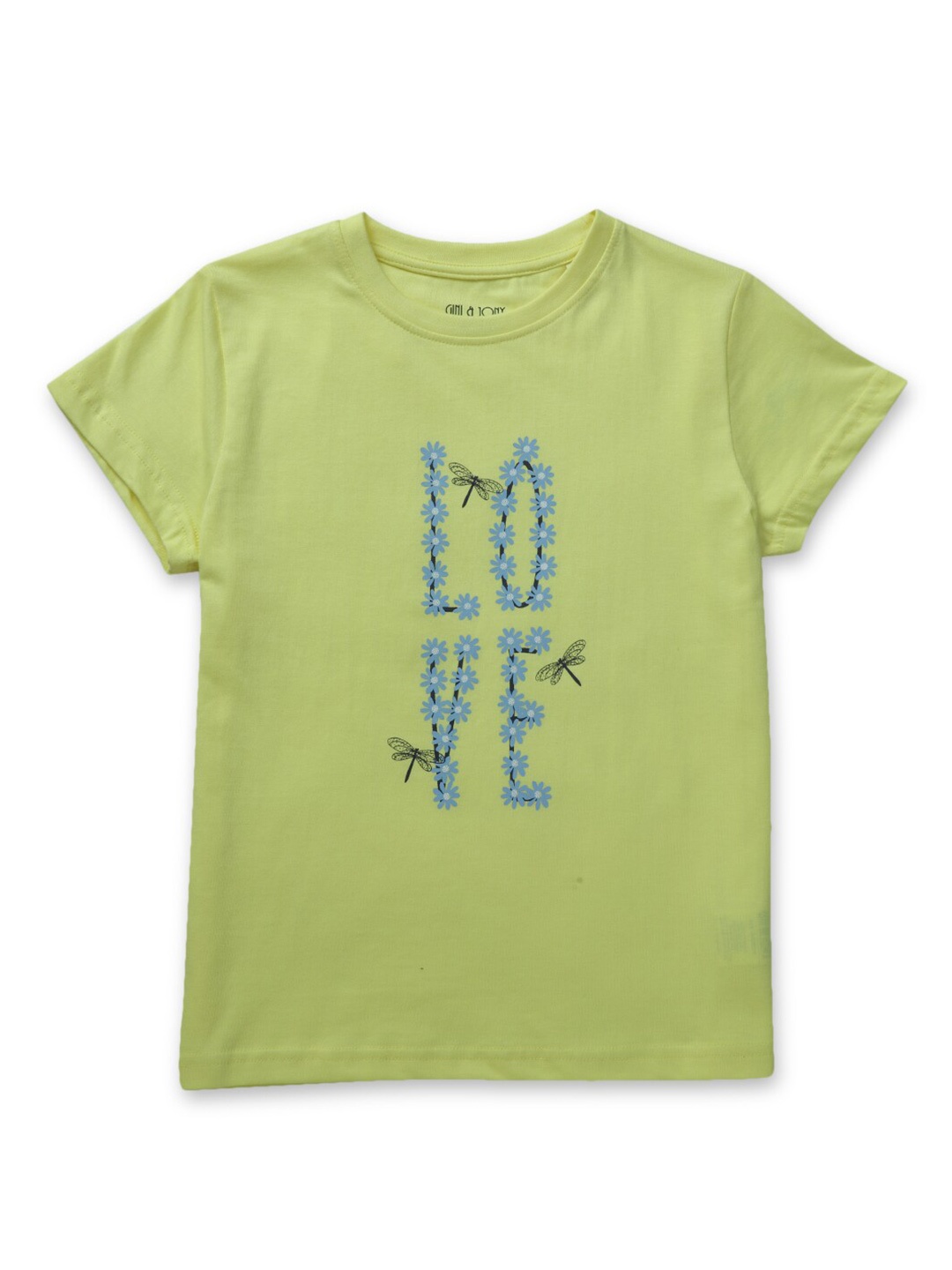 

Gini and Jony Girls Typography Print Cotton T-shirt, Yellow