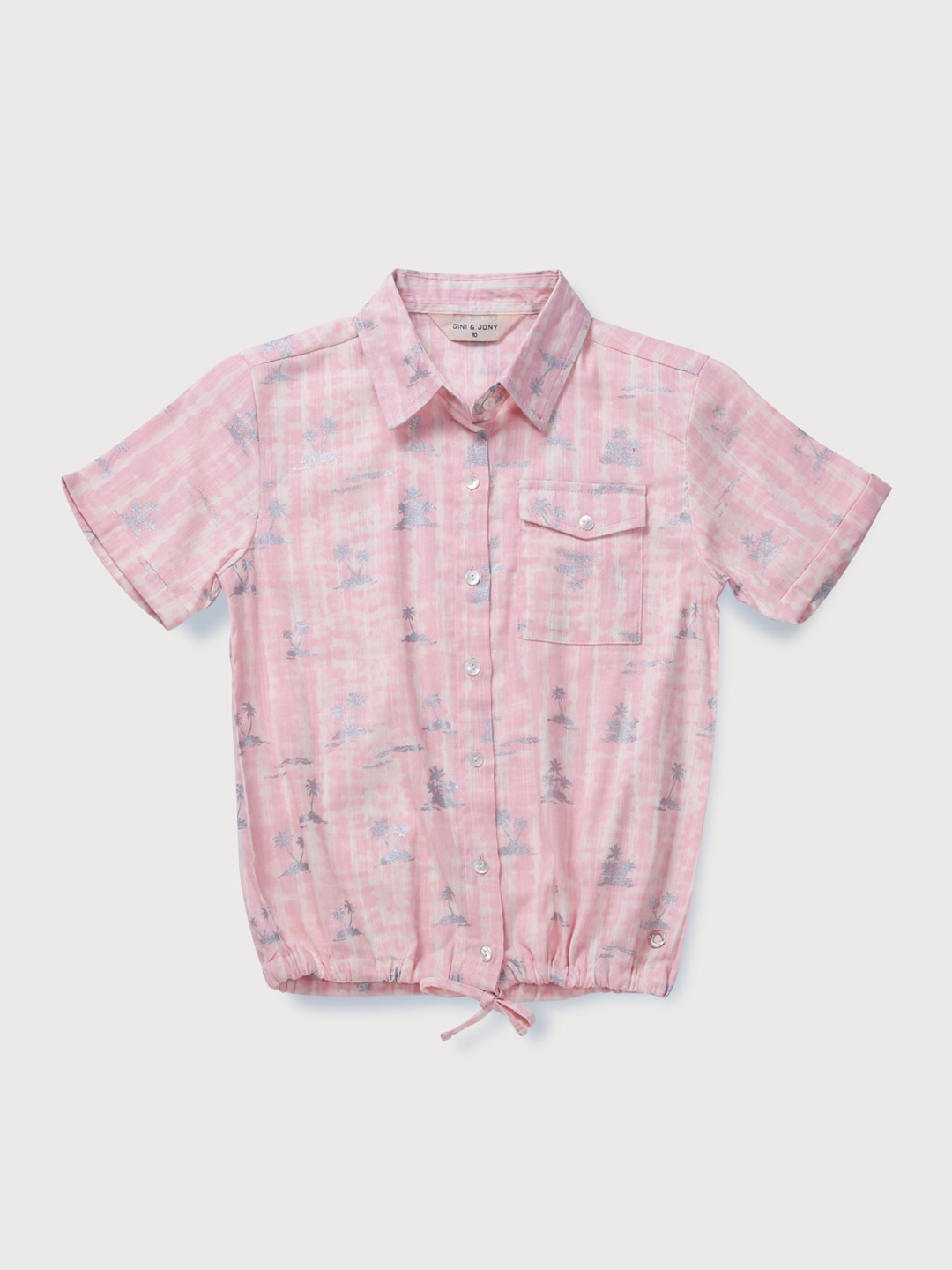 

Gini and Jony Girls Floral Print Cotton Shirt Style Top, Pink