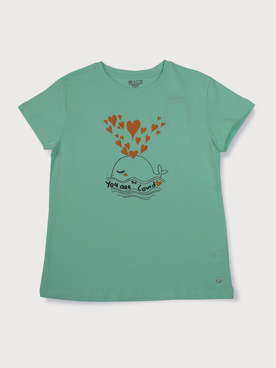 

Gini and Jony Girls Graphic Printed Cotton T-Shirt, Green