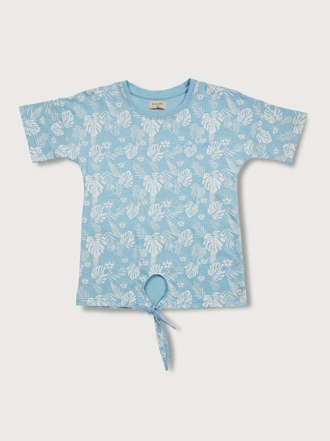 

Gini and Jony Girls Floral Printed Cotton Top, Blue