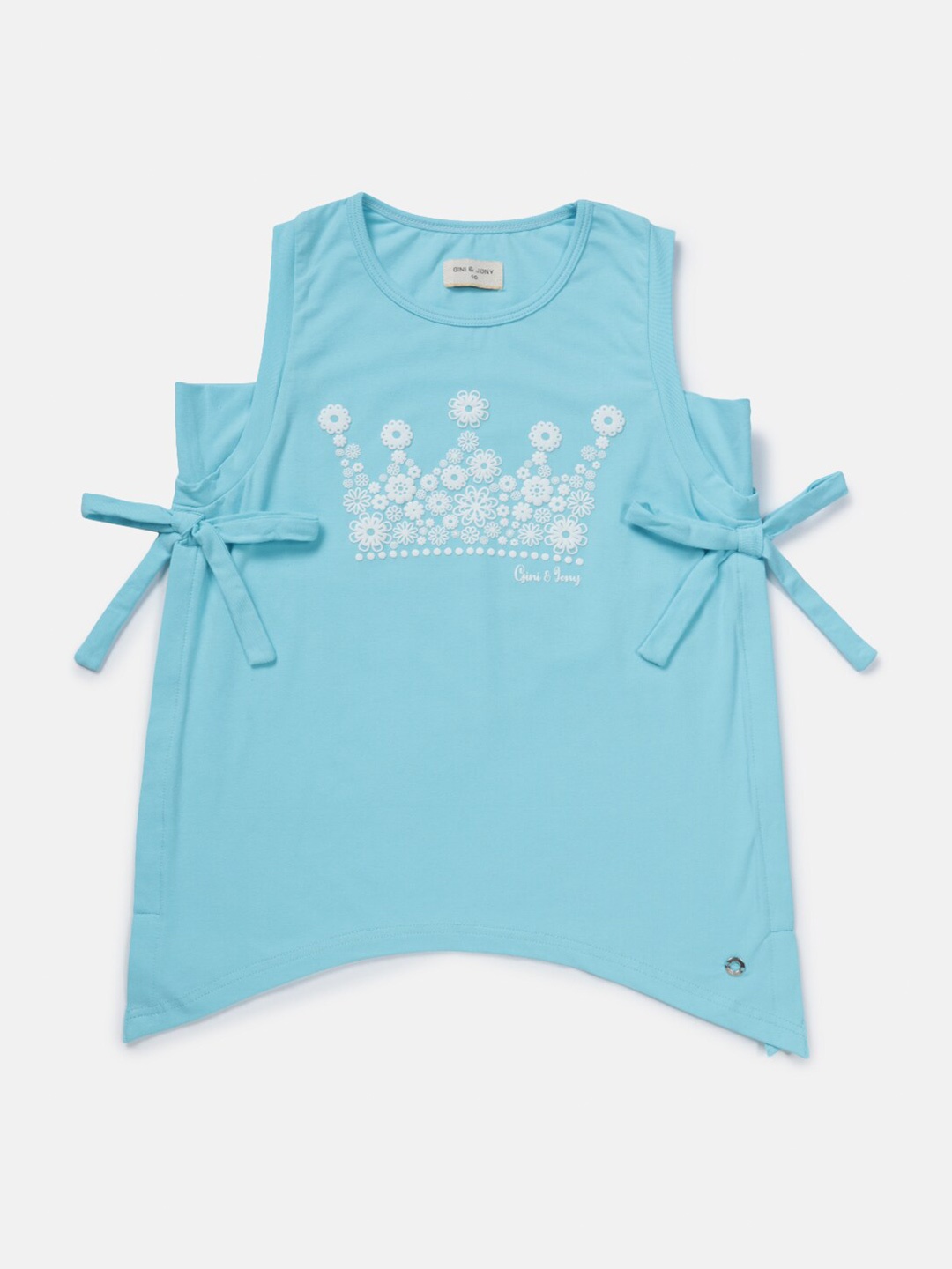 

Gini and Jony Girls Floral Embroidered Cotton Top, Blue