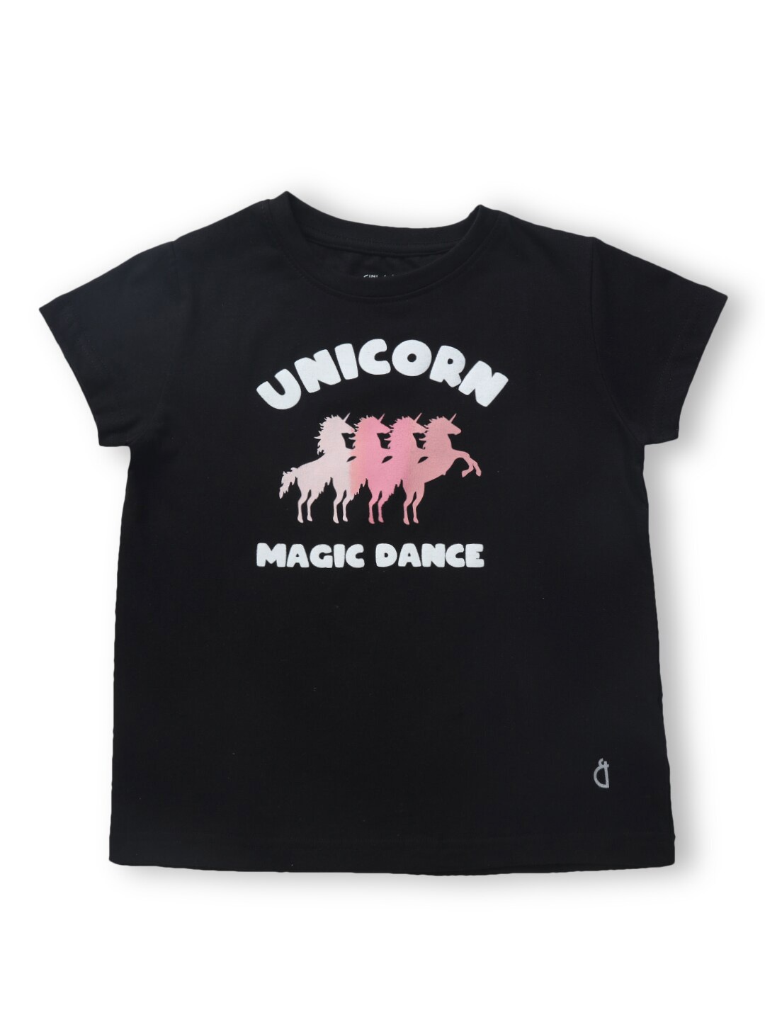 

Gini and Jony Infant Girls Graphic Printed Round Neck Cotton T-Shirt, Black