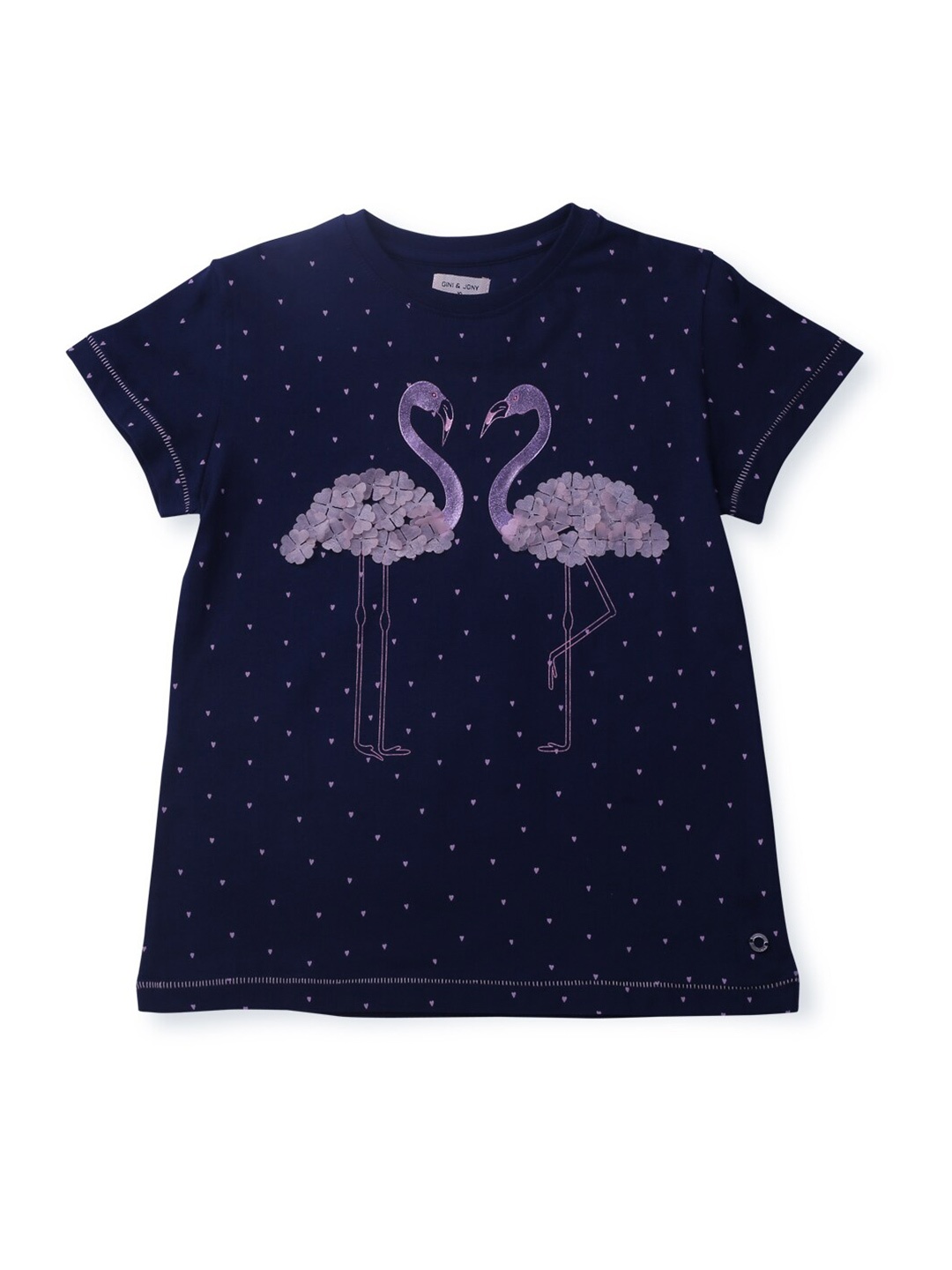 

Gini and Jony Girls Polka Dot Printed Cotton Top, Navy blue