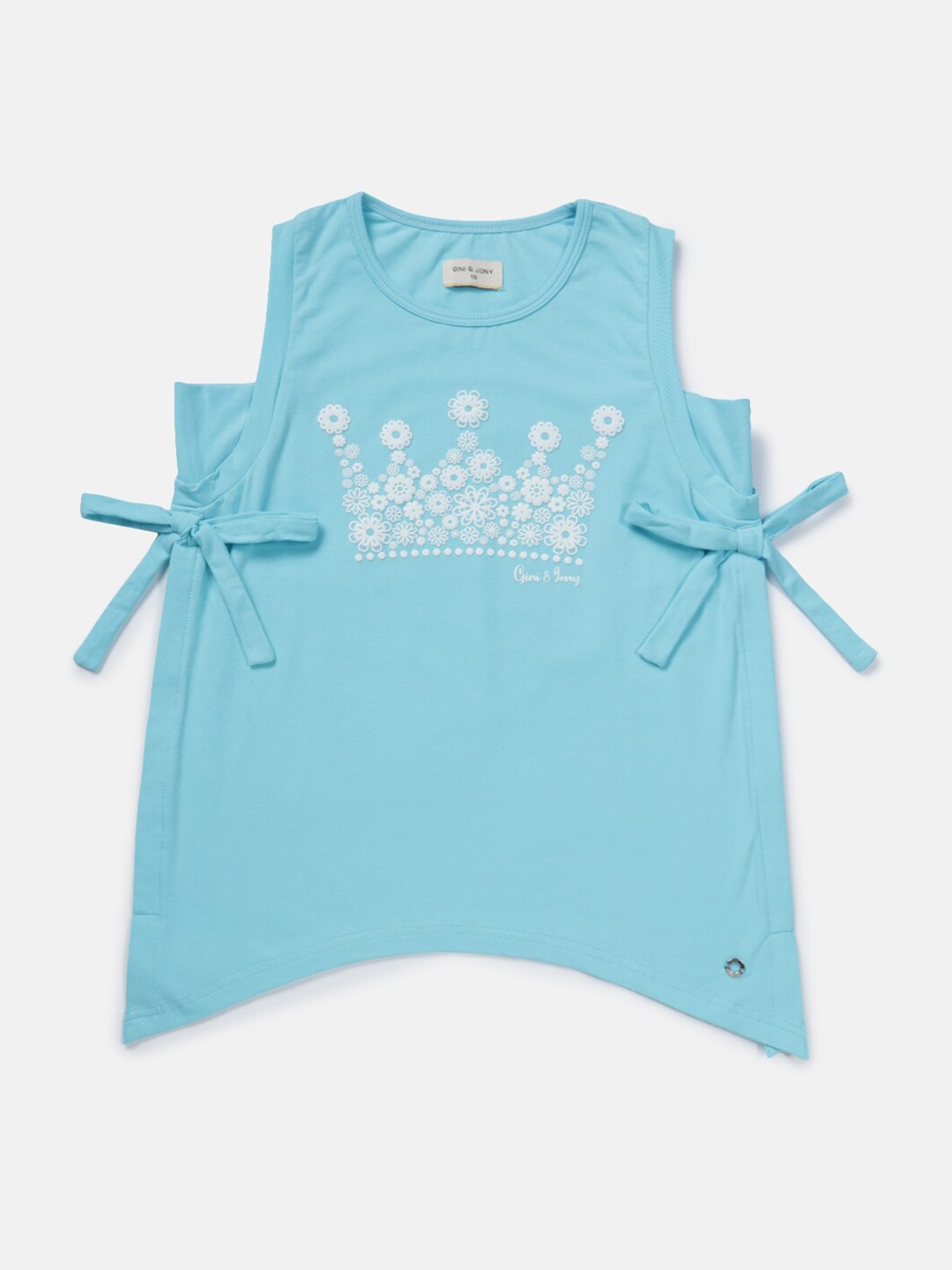 

Gini and Jony Girls Sleeveless Tie-Ups Cotton Top, Blue