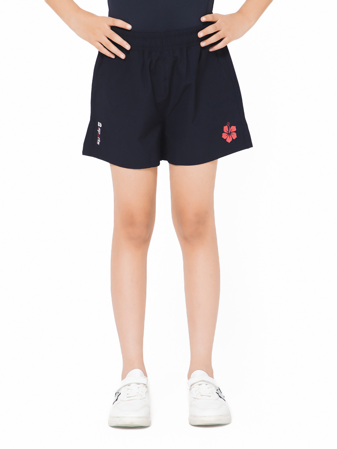 

Bodycare Kids Girls Mid-Rise Above Knee Length Cotton Sports Shorts, Navy blue