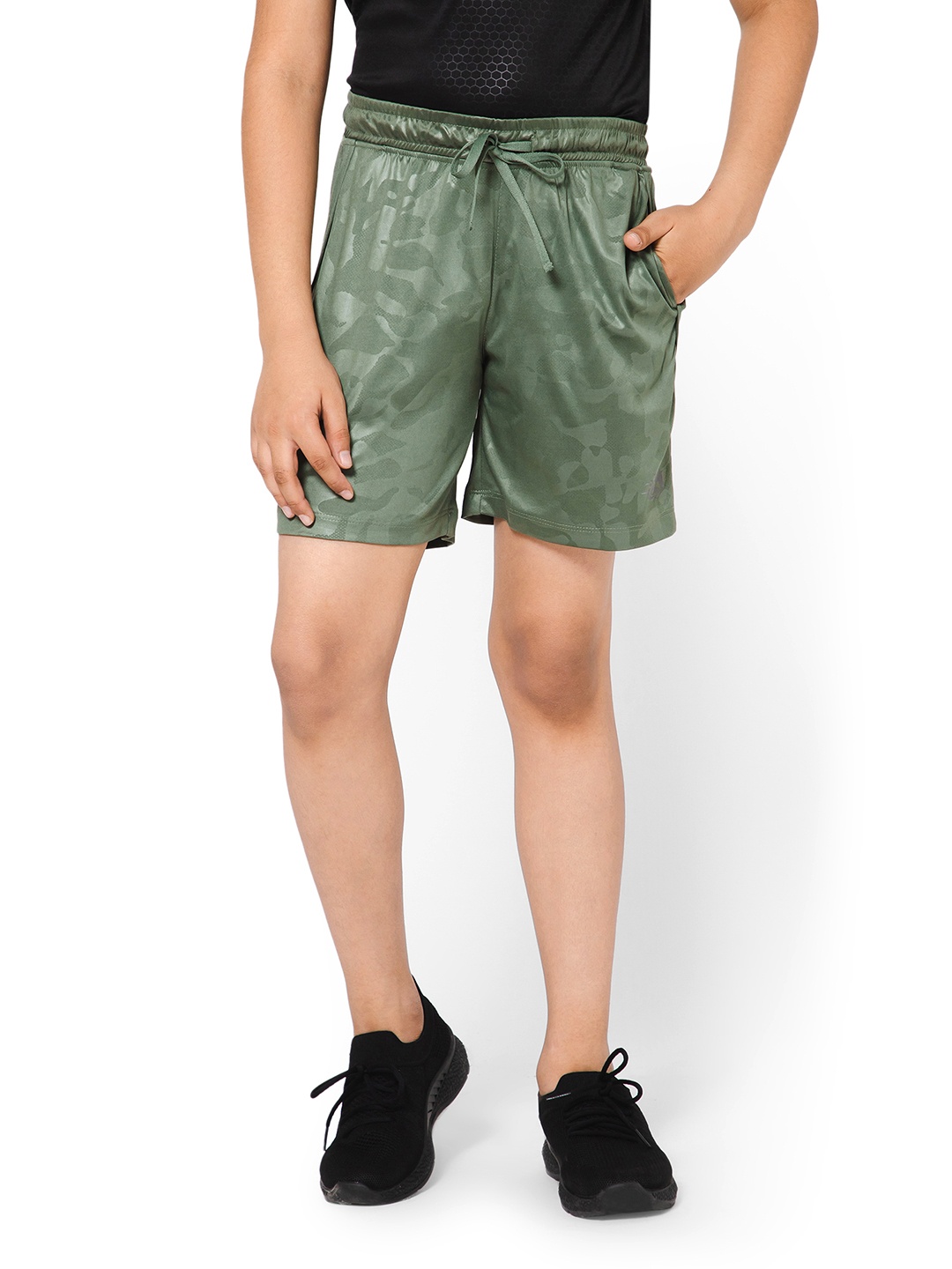 Bodycare Kids Boys Abstract Printed Mid-Rise Sports Shorts, Green