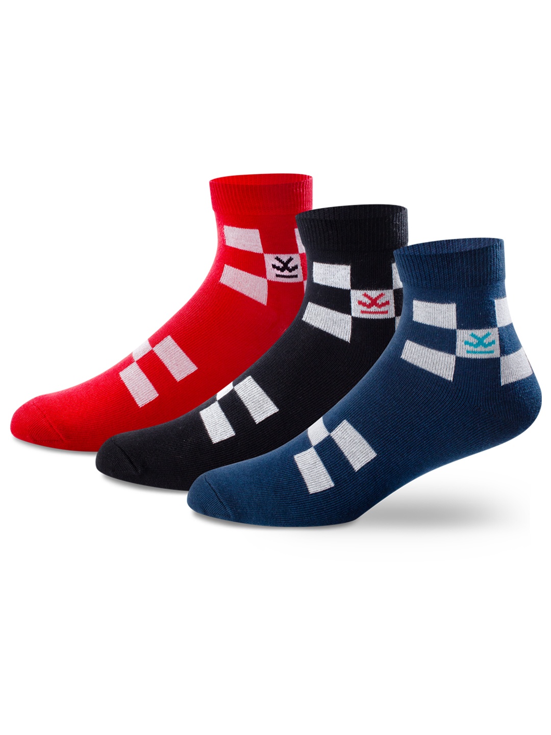 

WROGN Men Pack Of 3 Patterned Ankle-Length Socks, Blue