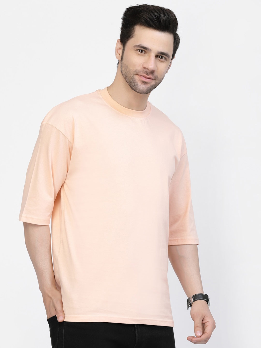 

Gavin Paris Drop Shoulder Sleeves Oversized T-shirt, Peach