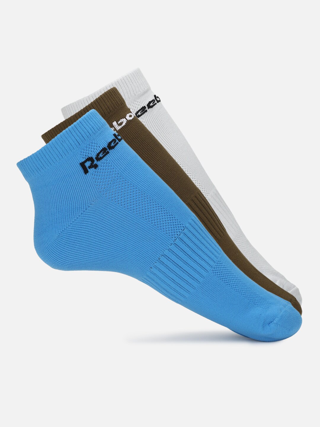 

Reebok Men Pack Of 3 Patterned Ankle-Length Socks, Olive