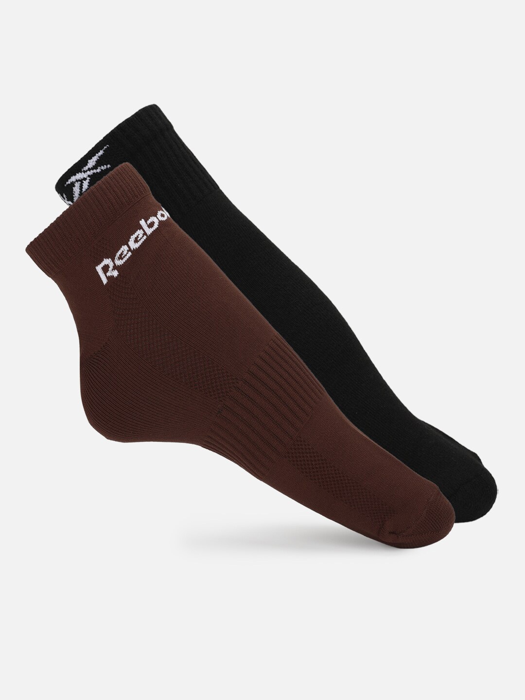 

Reebok Men Pack Of 2 Patterned Cotton Ankle Length Socks, Brown