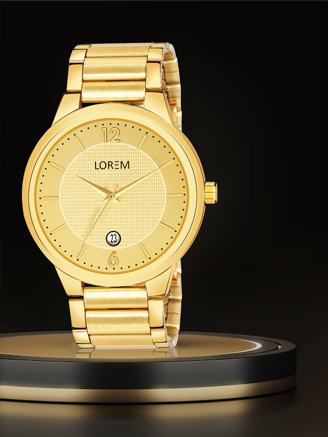 

LOREM Men Brass Dial & Stainless Steel Bracelet Style Straps Analogue Watch LR137, Gold