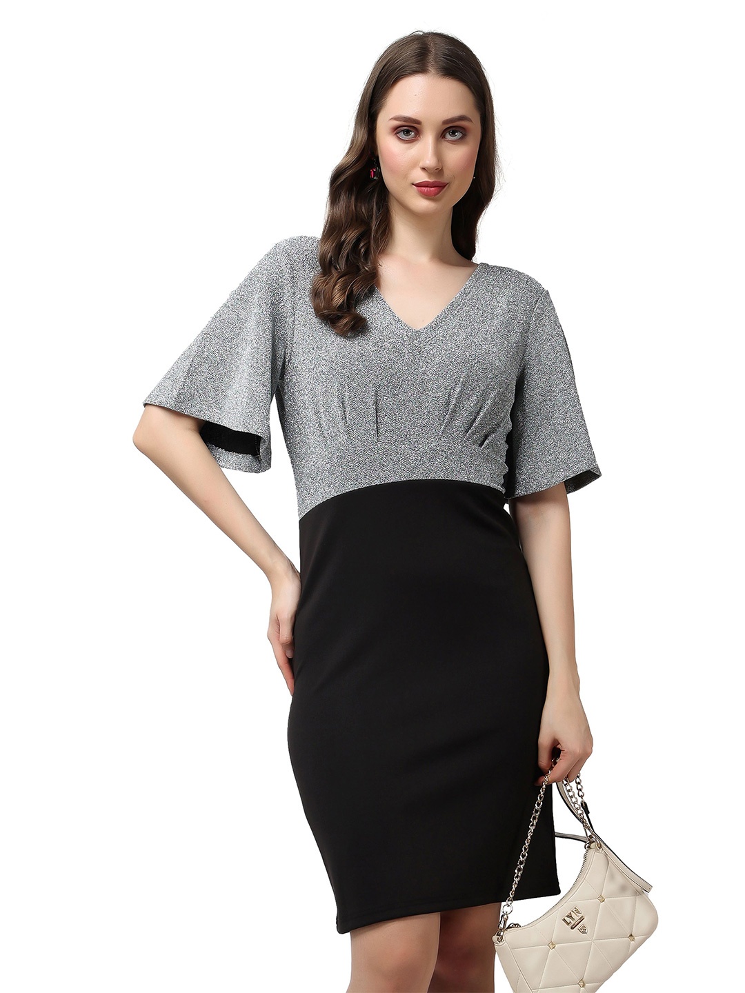 

Popwings Flared Sleeve Sheath Dress, Black