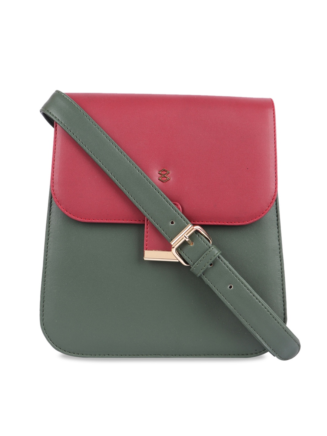

HORRA Colourblocked Structured Sling Bag, Red