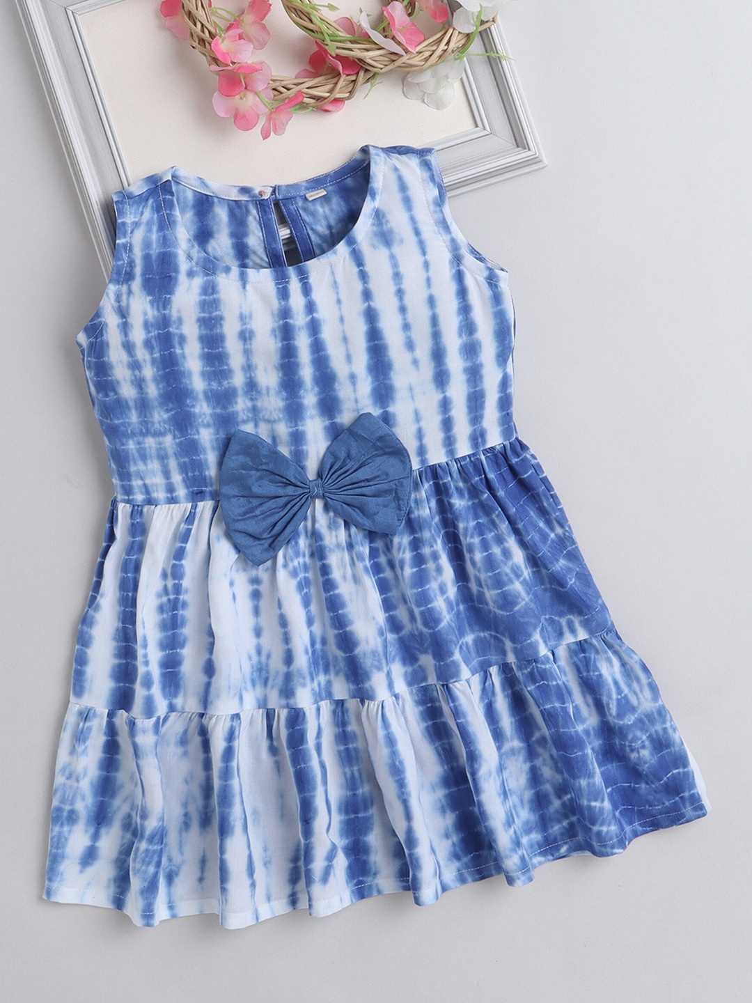 

The Magic Wand Girls Tie and Dye Bow Detail Fit & Flare Dress, Blue