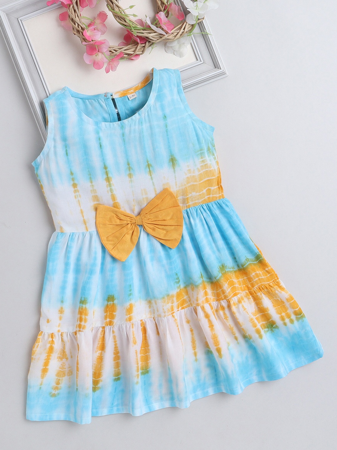 

The Magic Wand Girls Tie and Dye Bow Detail Fit & Flare Dress, Blue