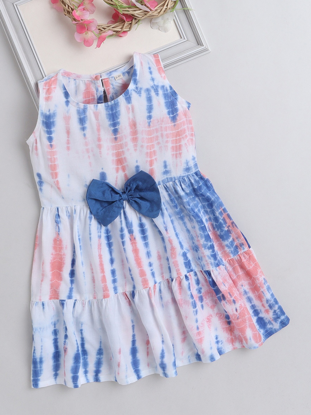 

The Magic Wand Girls Tie and Dye Bow Detail Fit & Flare Dress, White