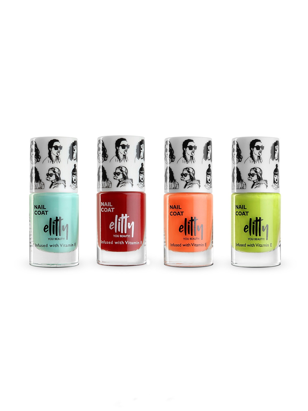 

Elitty Set of 4 Mad Over Nails Quick-Dry Nail Polish 6ml each - Slaying, Green