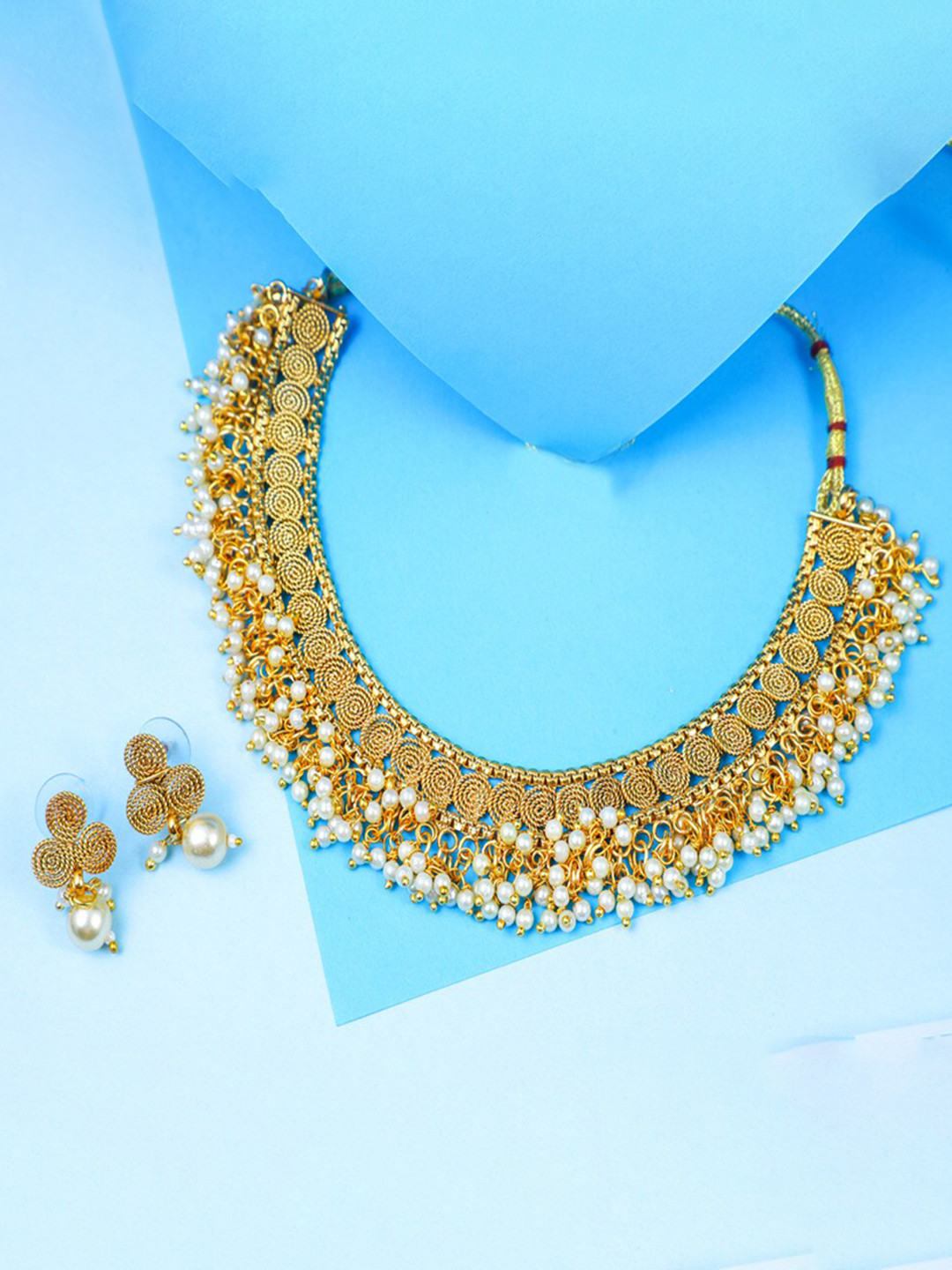 

ROFARWORD Gold-Plated Artificial-Beaded Jewellery Set
