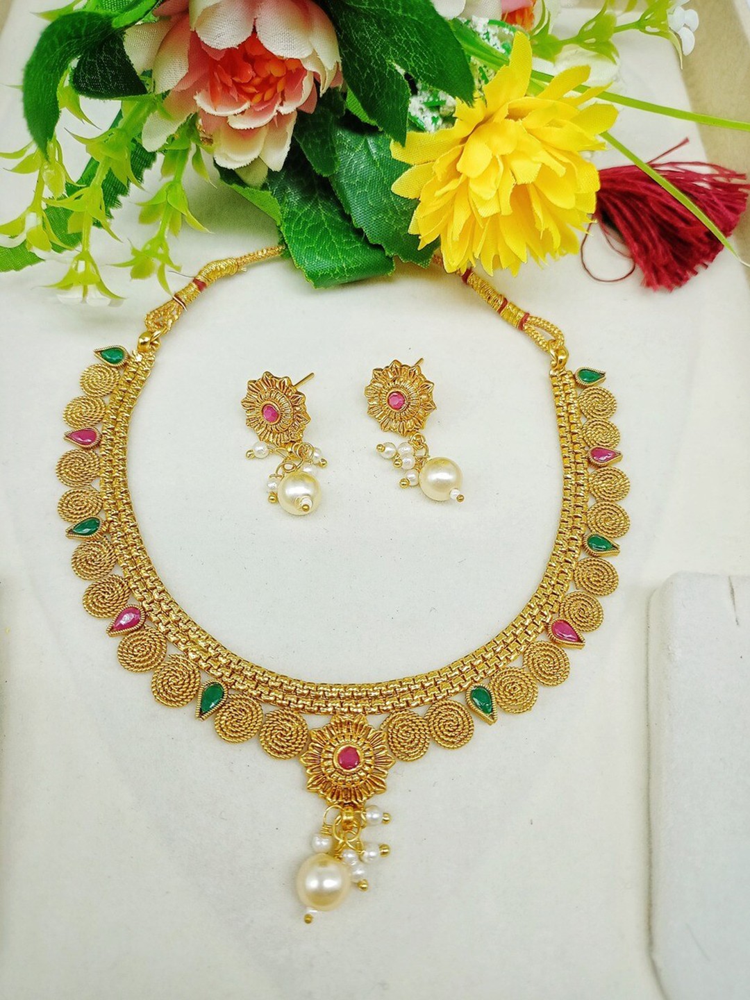 

ROFARWORD Gold-Plated Beaded Jewellery Set