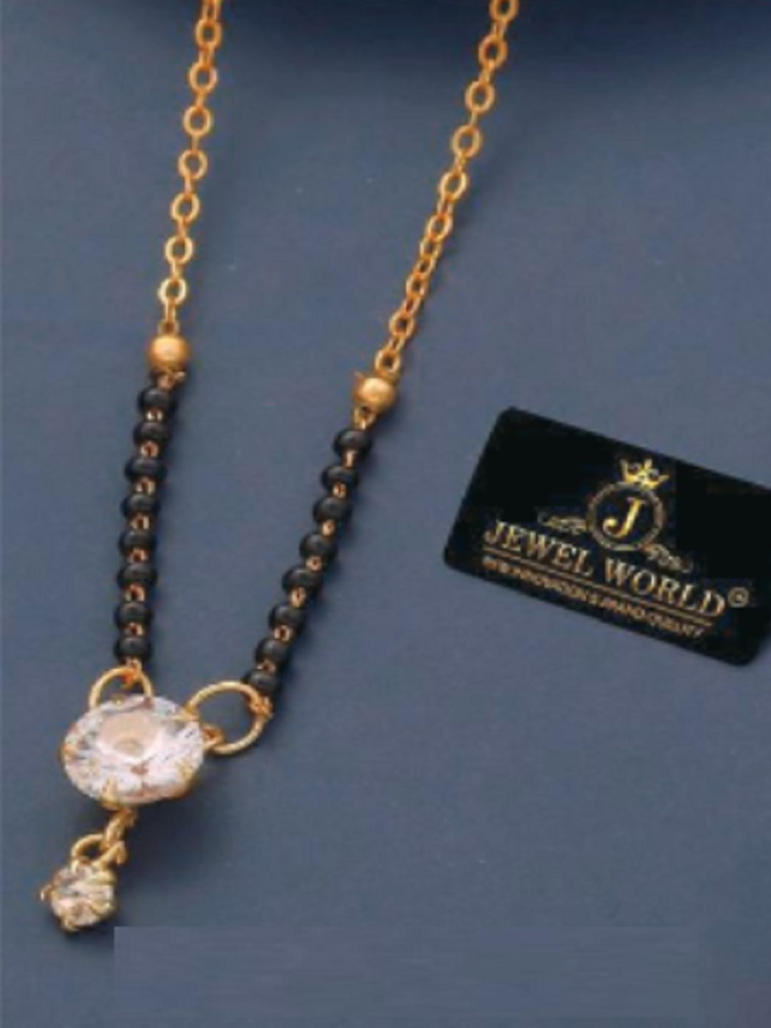 

JEWEL WORLD Gold-Plated Stone Studded & Beaded Mangalsutra