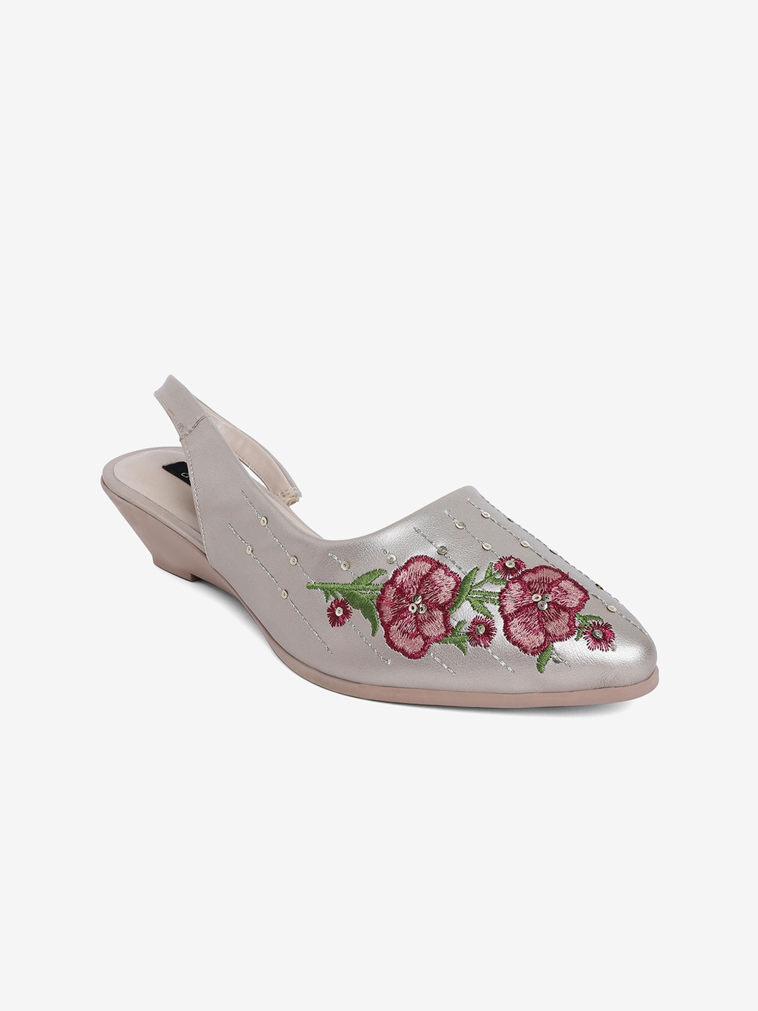 

AURELIA Embroidered Comfort Heel Mules, Grey