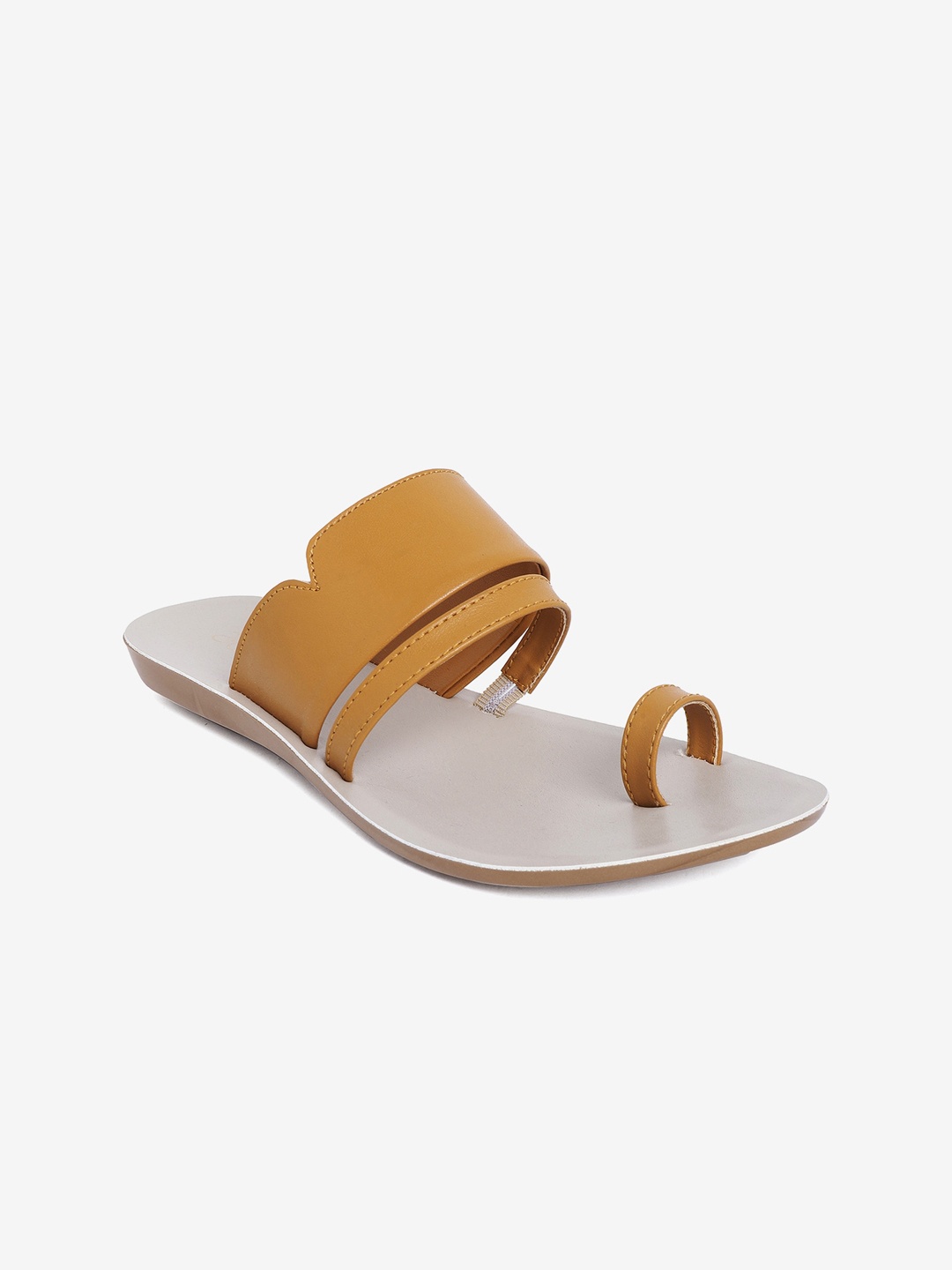 

AURELIA Women Open One Toe Flats, Yellow
