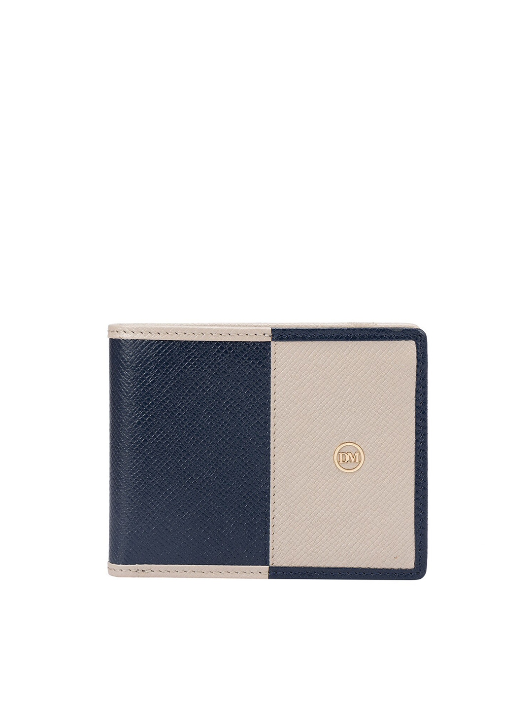 

Da Milano Men Colourblocked Leather Two Fold Wallet, Blue