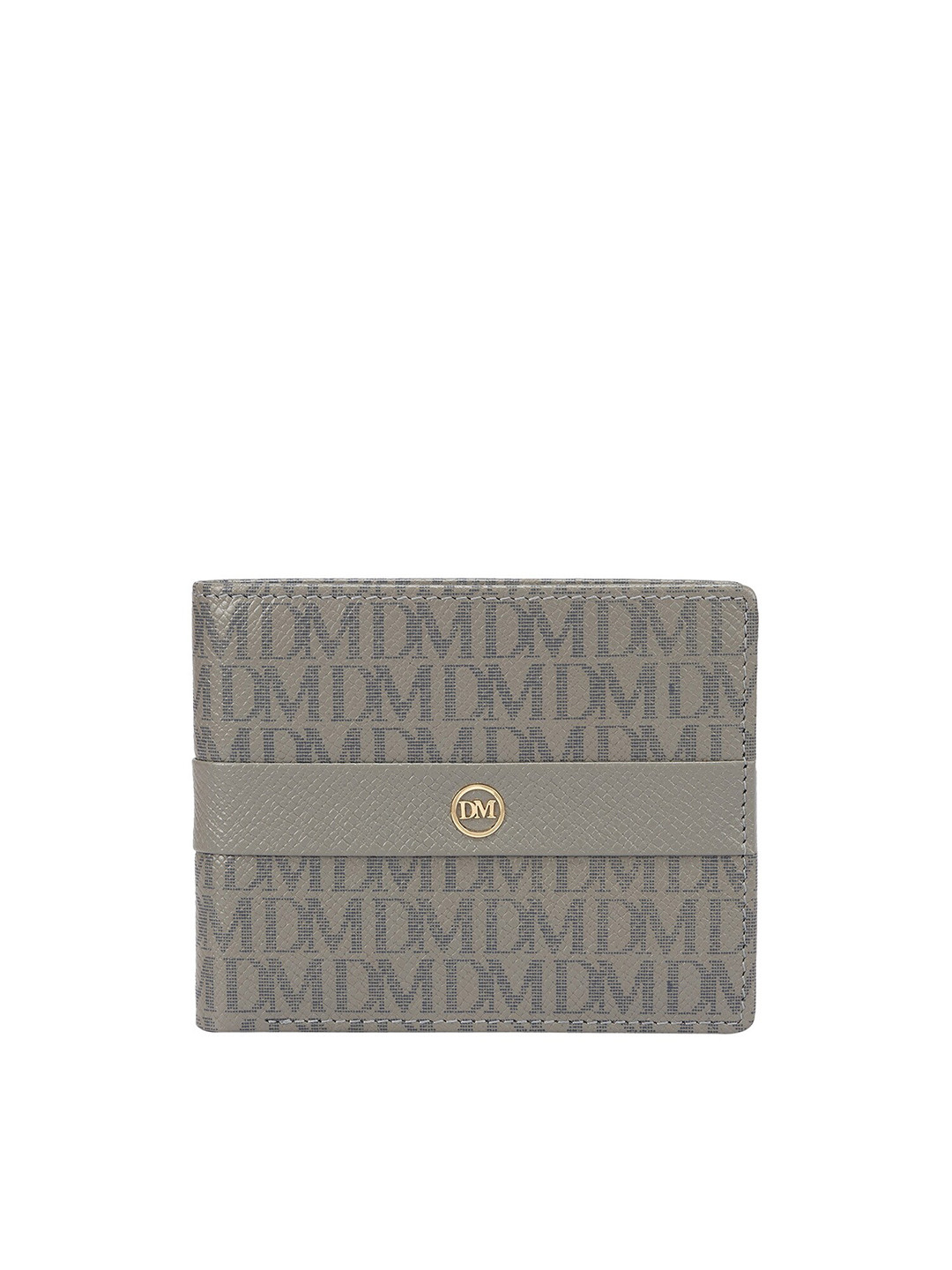 

Da Milano Men Typography Leather Two Fold Wallet, Grey