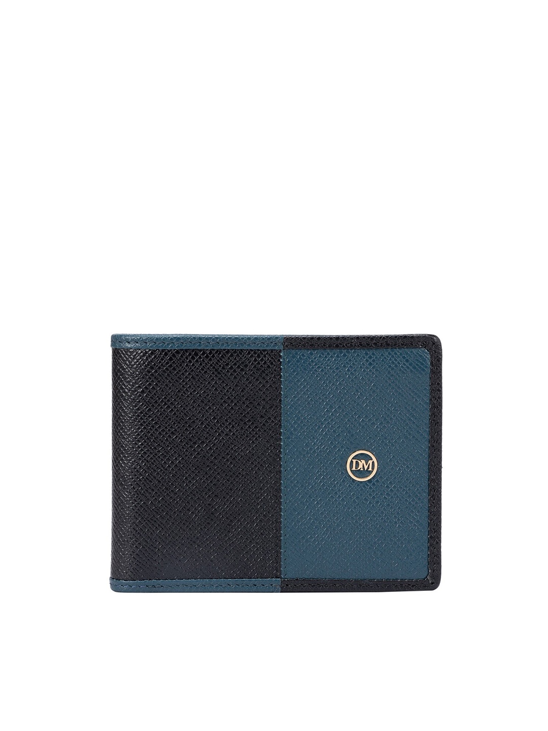 

Da Milano Men Colourblocked Leather Two Fold Wallet, Black