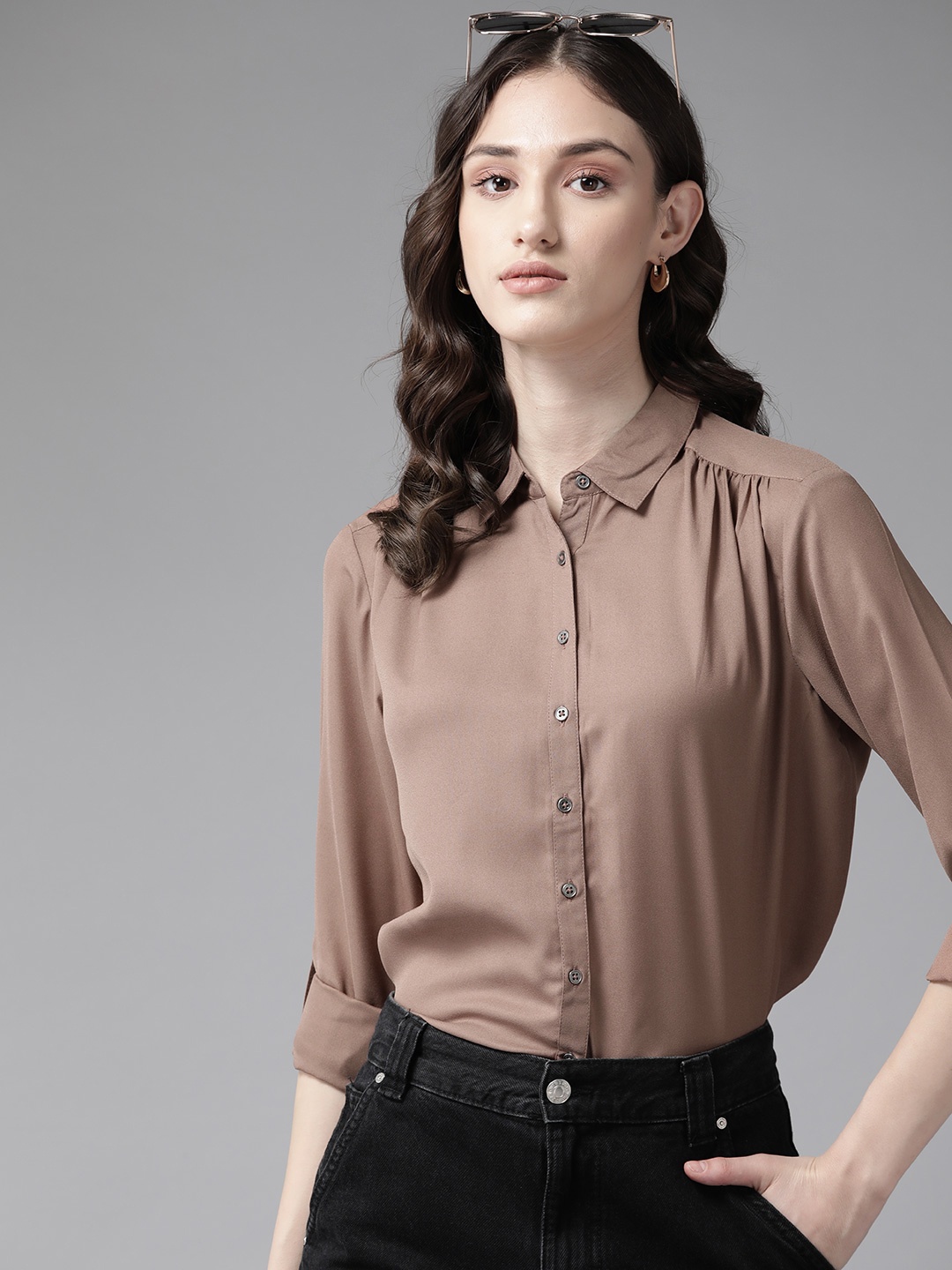 

Roadster Women Brown Opaque Casual Shirt