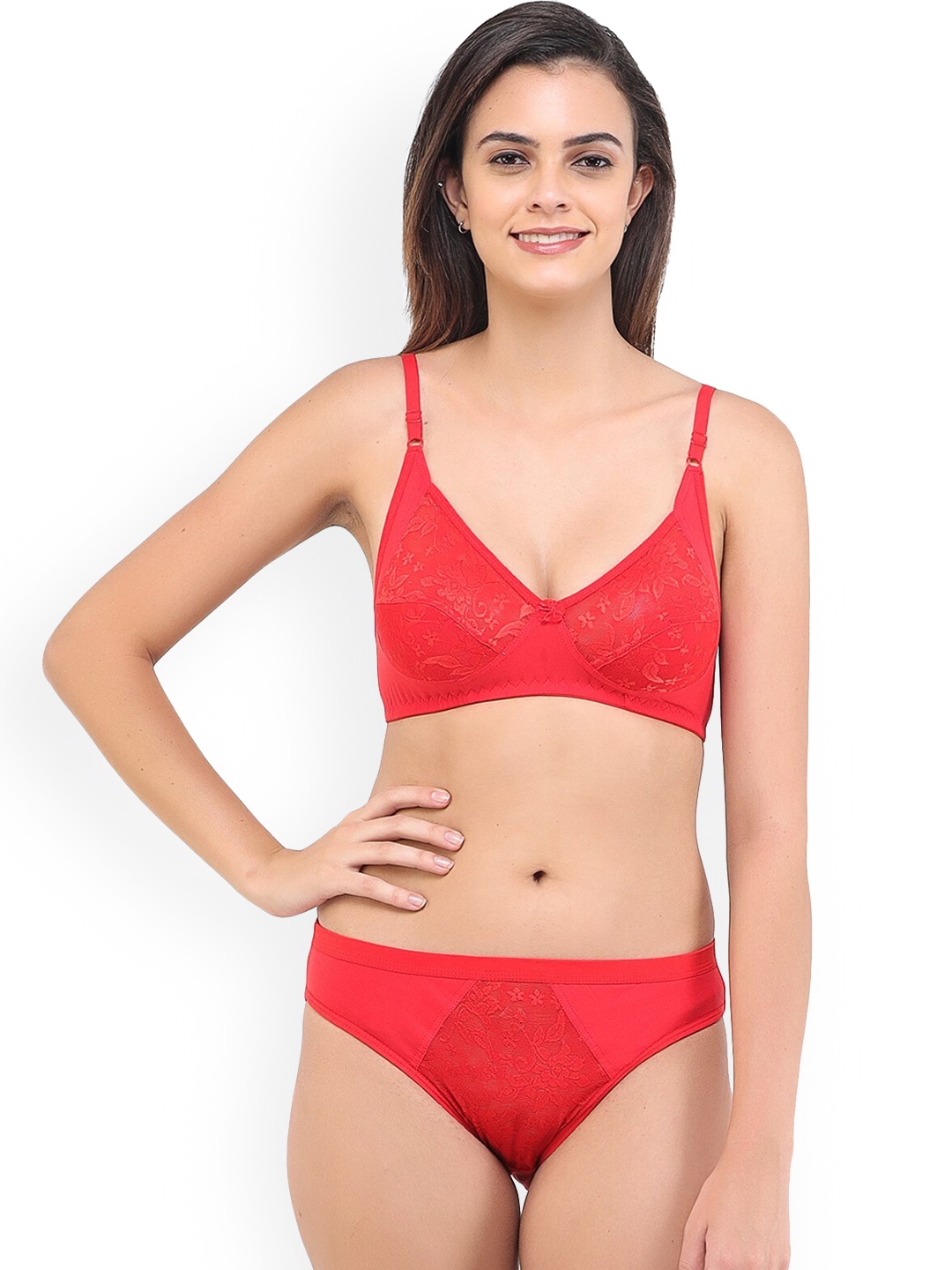 

LADYLAND Non-Padded Lace Lingerie Set BRUNA SET-RED-SKU-30B