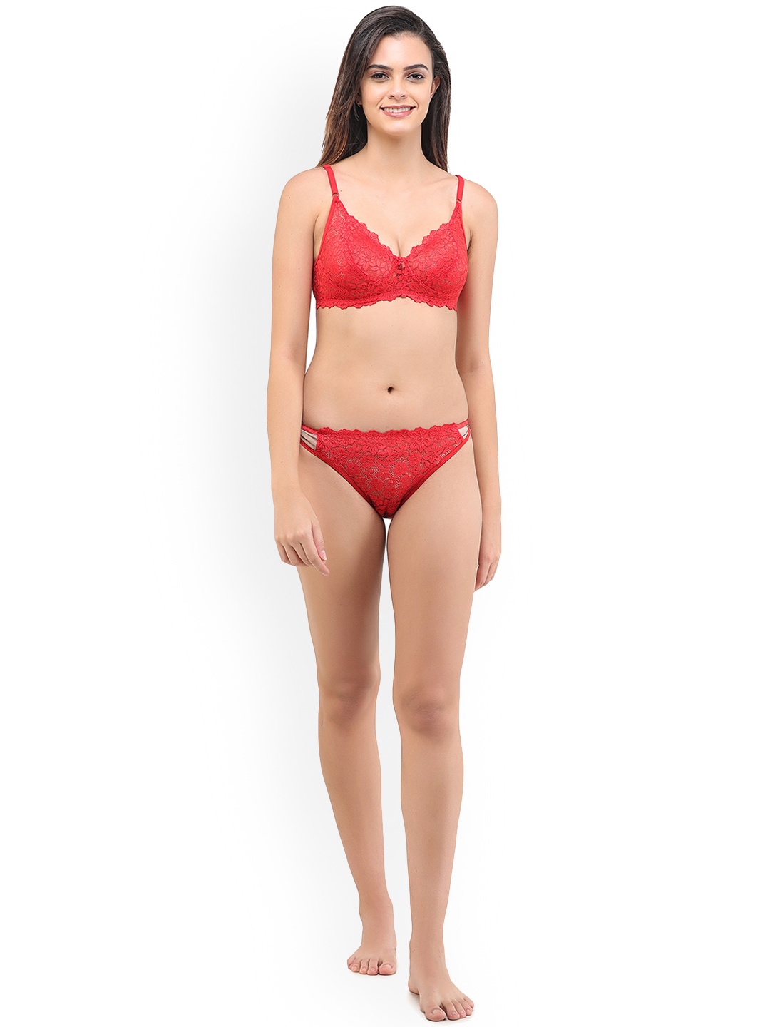 

LADYLAND Non-Padded Self-Design Lingerie Set MAYASET-RED-SKU30B