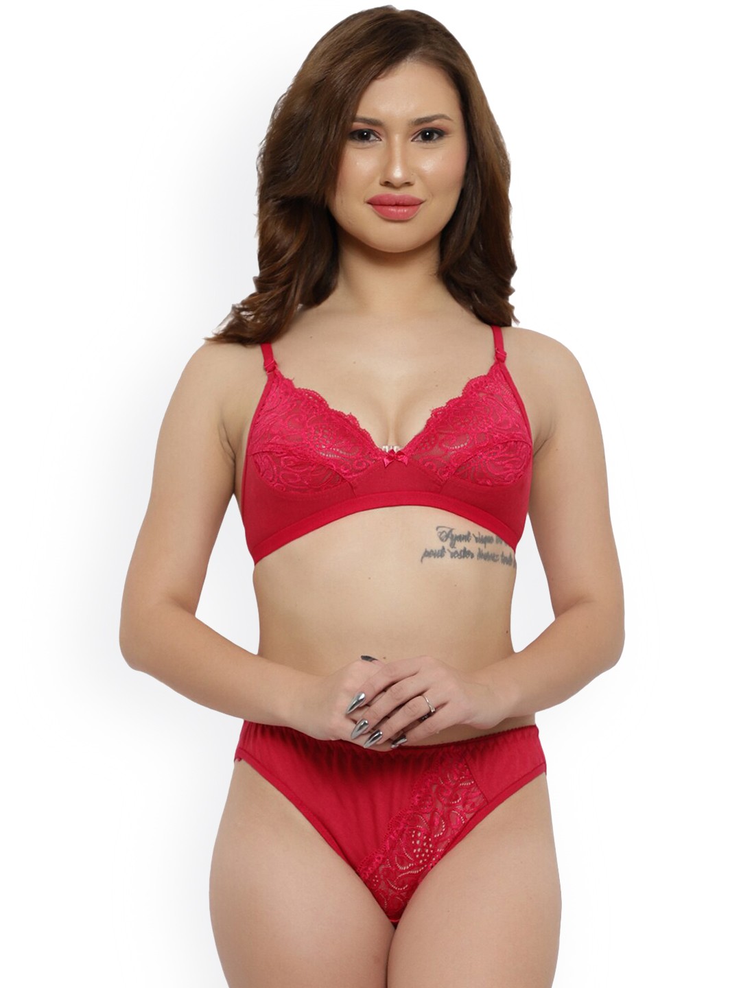 

LADYLAND Non-Padded Self Design Non-Padded Lingerie Set, Magenta