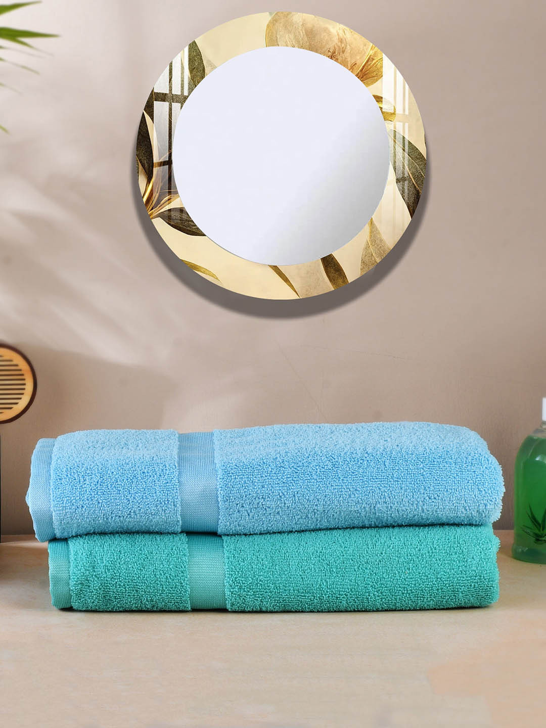 

Urban Magic Teal-Green & Blue 2 Pcs Self-Designed 300 GSM Bath Towels