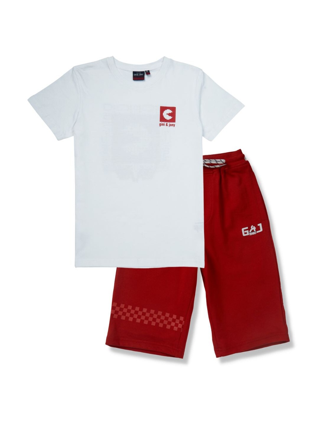 

Gini and Jony Boys Printed Pure Cotton T-shirt With Shorts, White